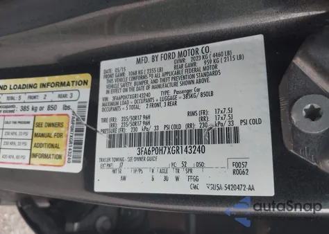 2016 Ford Fusion Se from USA, damaged, VIN 3FA6P0H7XGR143240